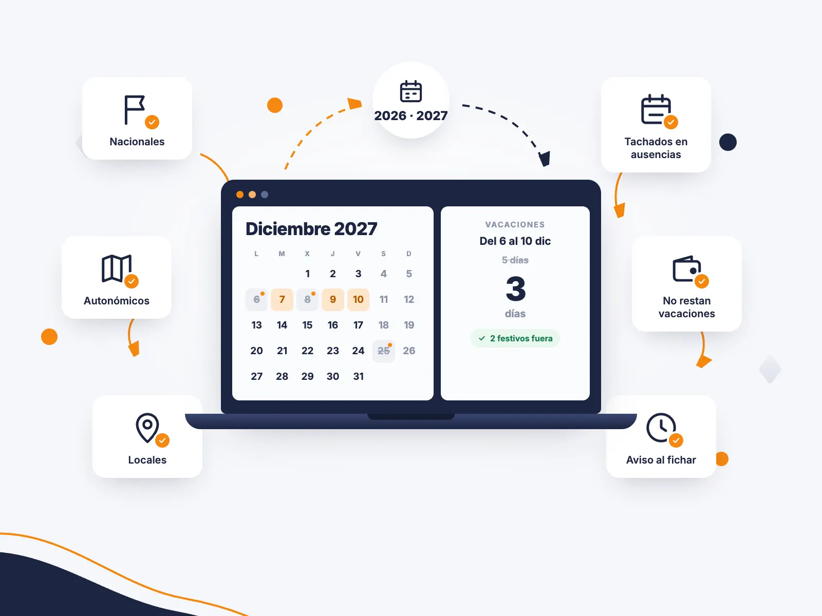 Calendario laboral de 2026 y 2027 con los festivos nacionales y los de cada comunidad autónoma marcados